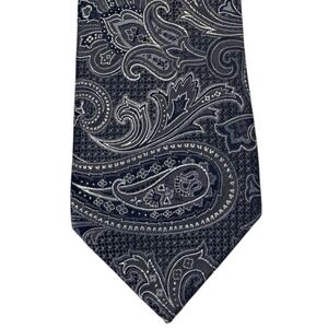 Joseph‎ Abboud Silk Paisley Tie Navy Gray Classic 3.25" x 63"